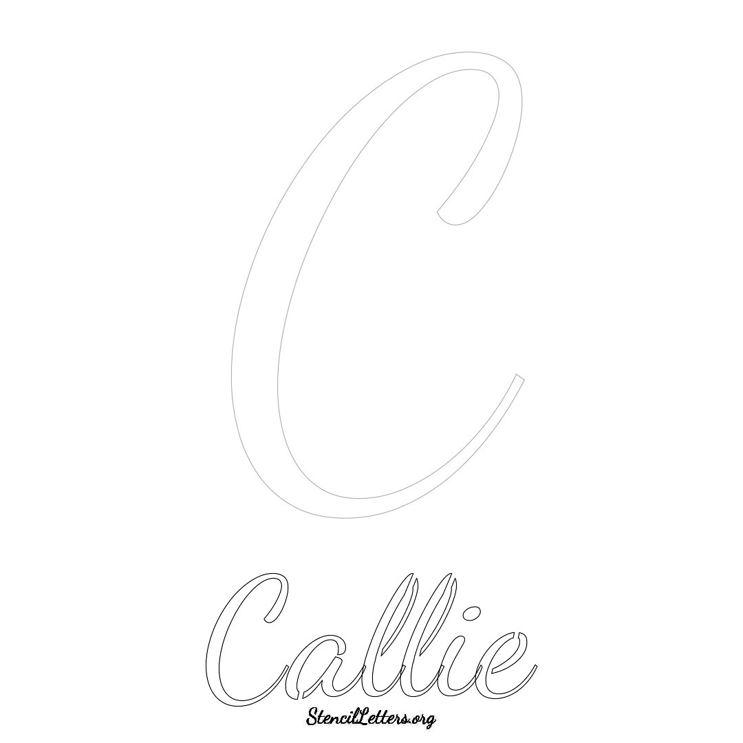 Callie printable name initial stencil in Cursive Script Lettering