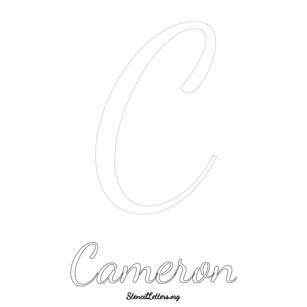 Cameron printable name initial stencil in Cursive Script Lettering