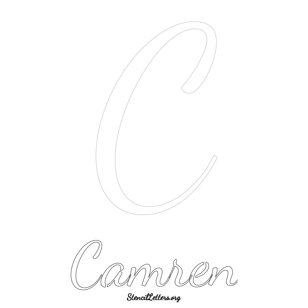 Camren printable name initial stencil in Cursive Script Lettering