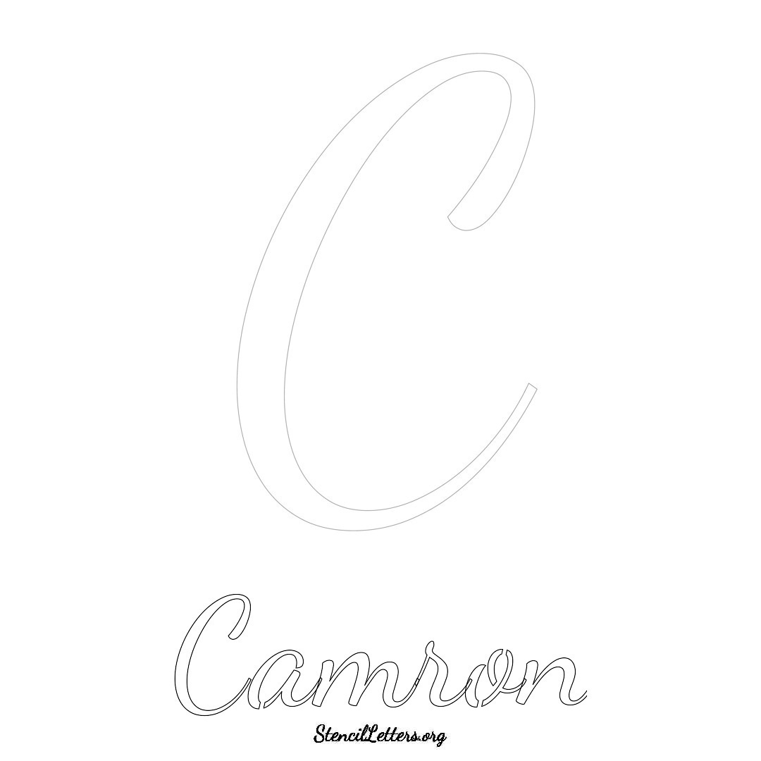 Camron printable name initial stencil in Cursive Script Lettering