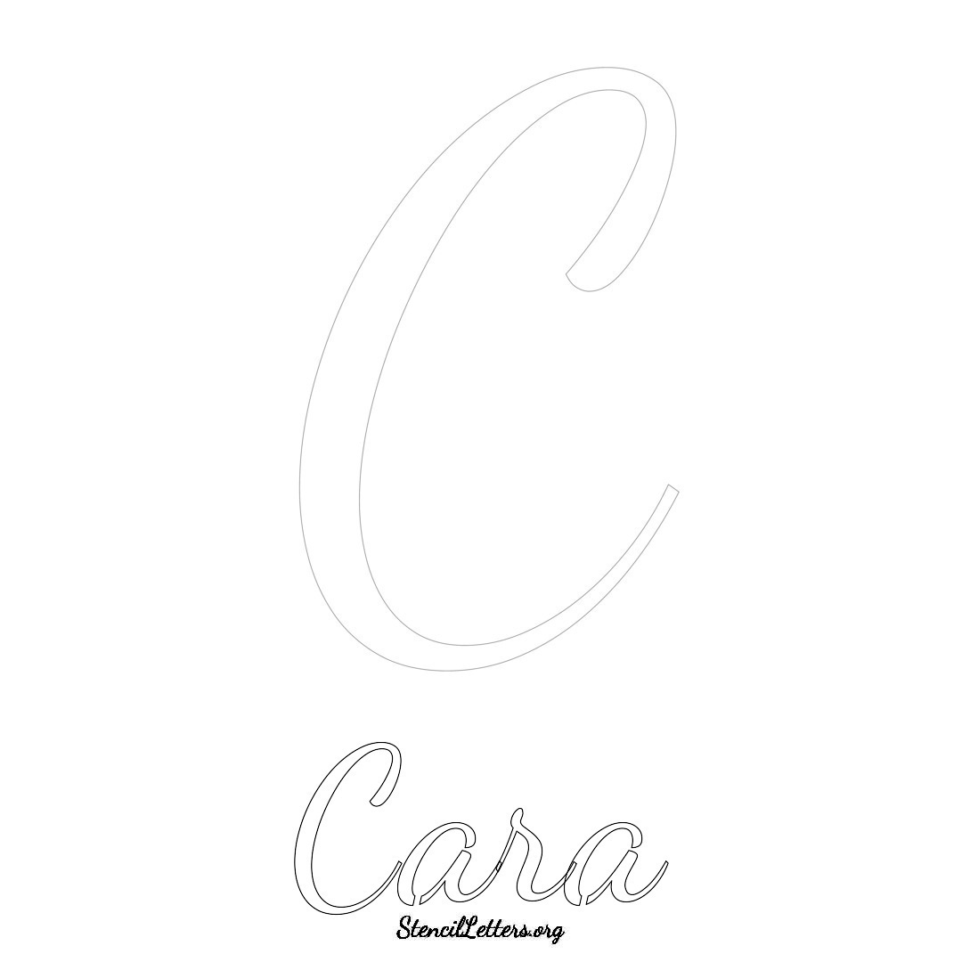 Cara printable name initial stencil in Cursive Script Lettering