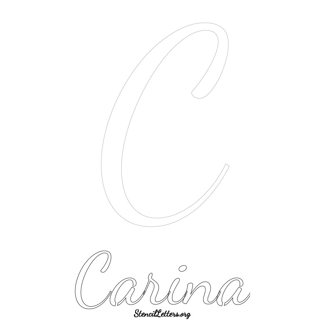 Carina printable name initial stencil in Cursive Script Lettering