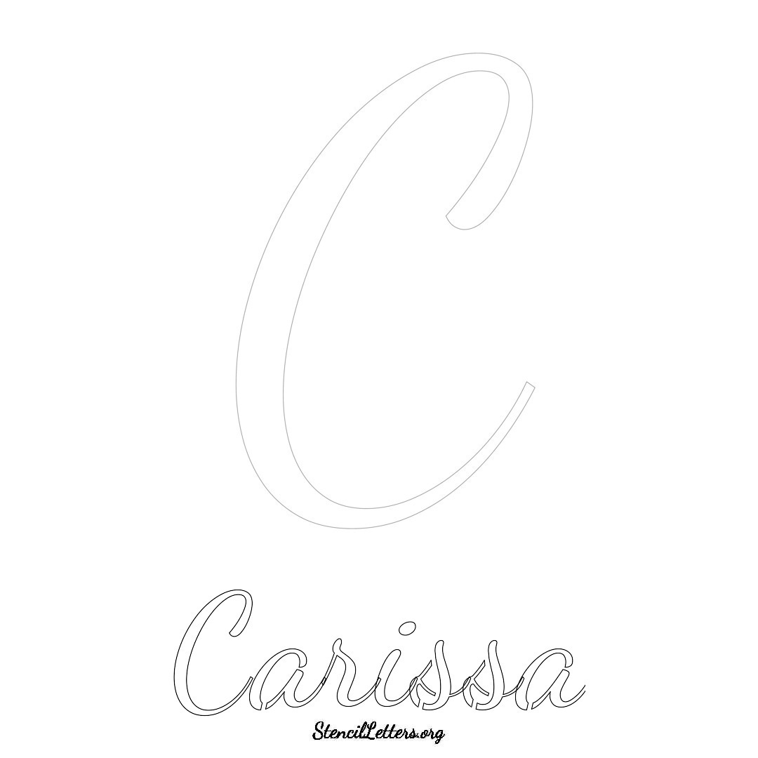 Carissa printable name initial stencil in Cursive Script Lettering