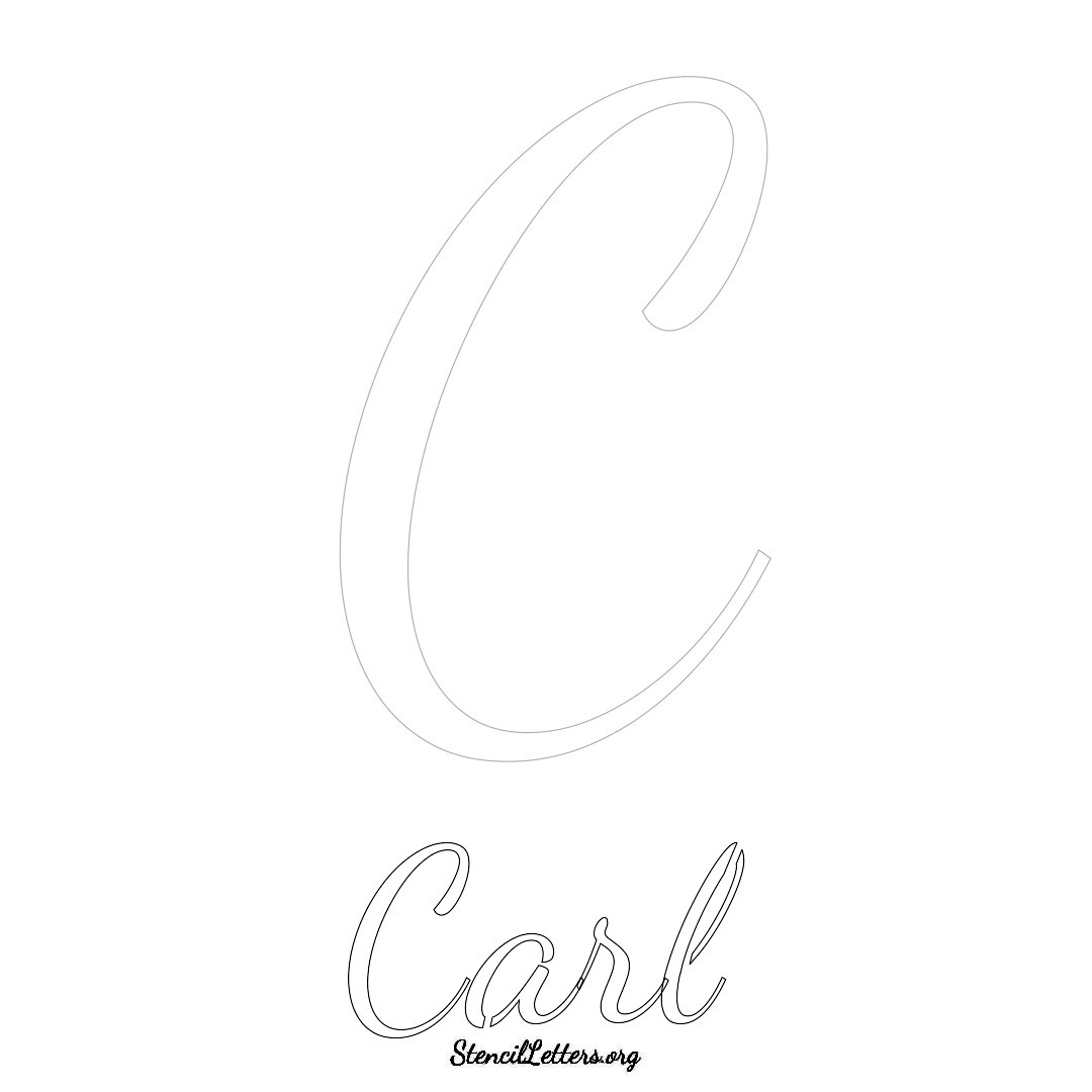 Carl printable name initial stencil in Cursive Script Lettering