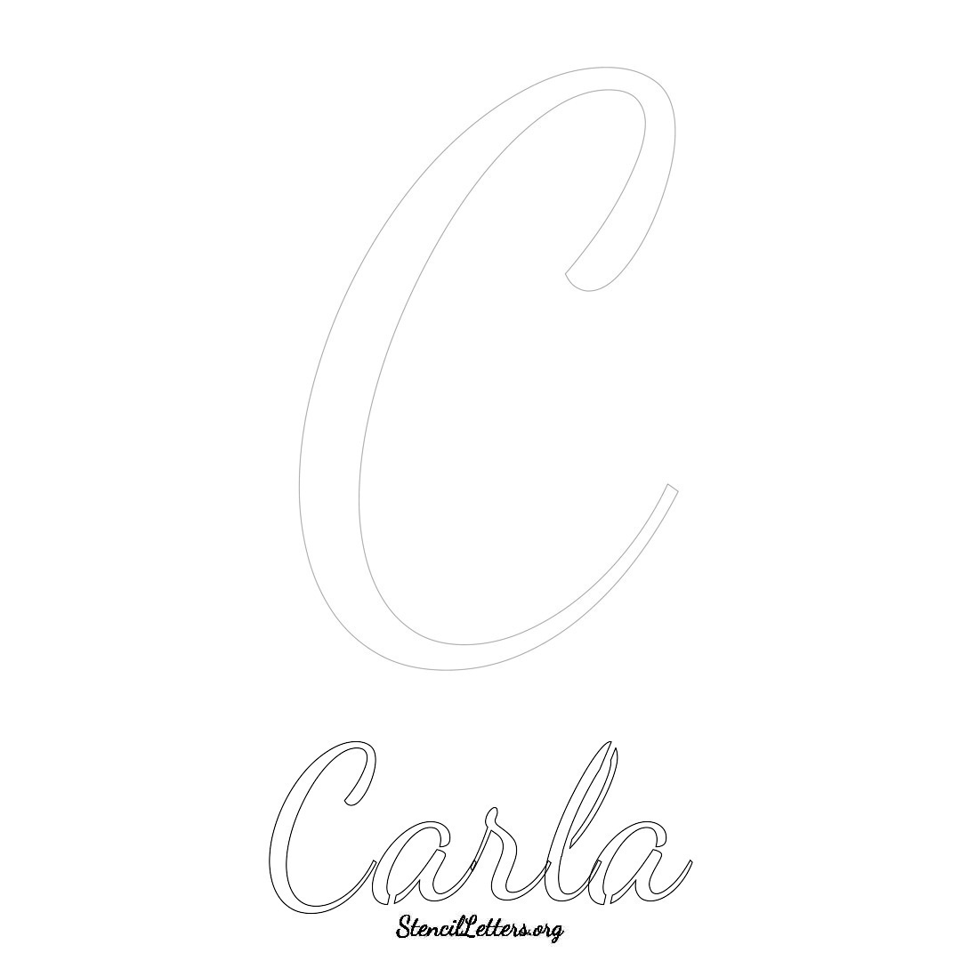 Carla printable name initial stencil in Cursive Script Lettering