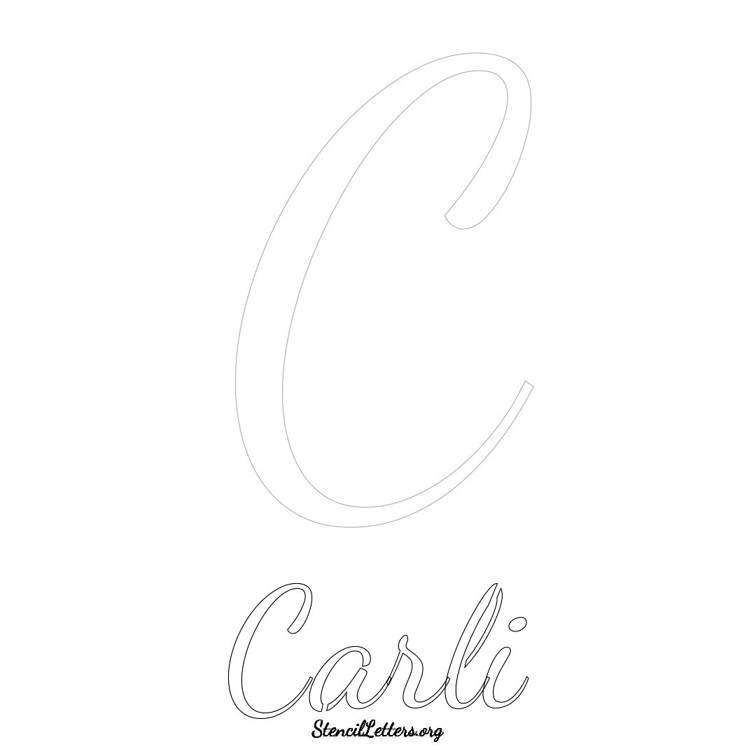 Carli printable name initial stencil in Cursive Script Lettering