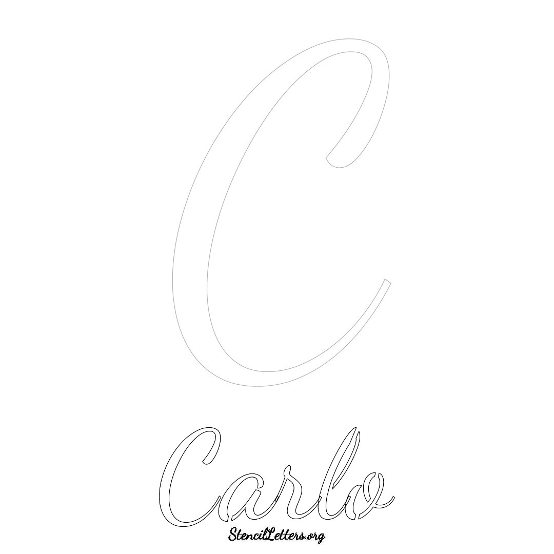 Carlo printable name initial stencil in Cursive Script Lettering