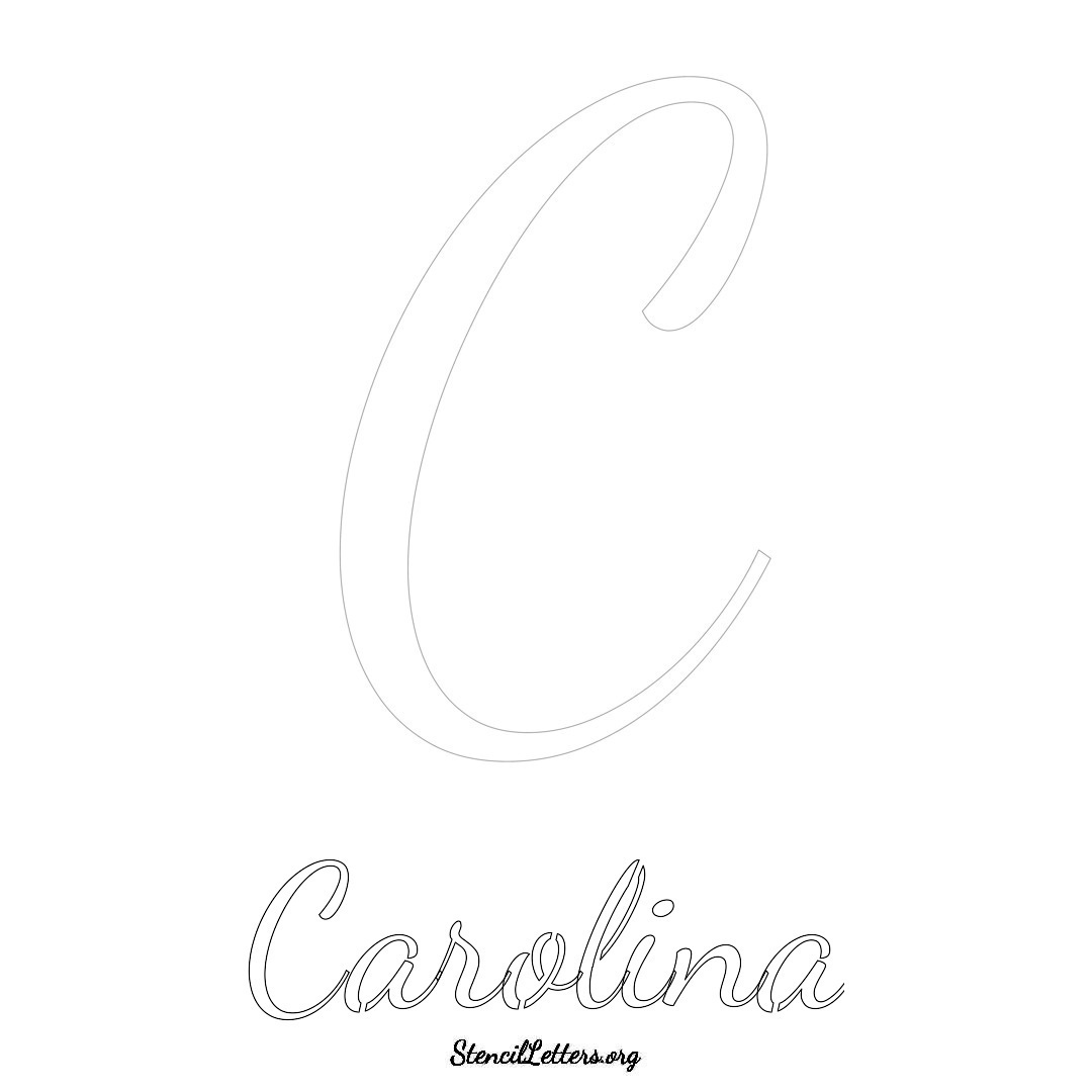 Carolina printable name initial stencil in Cursive Script Lettering