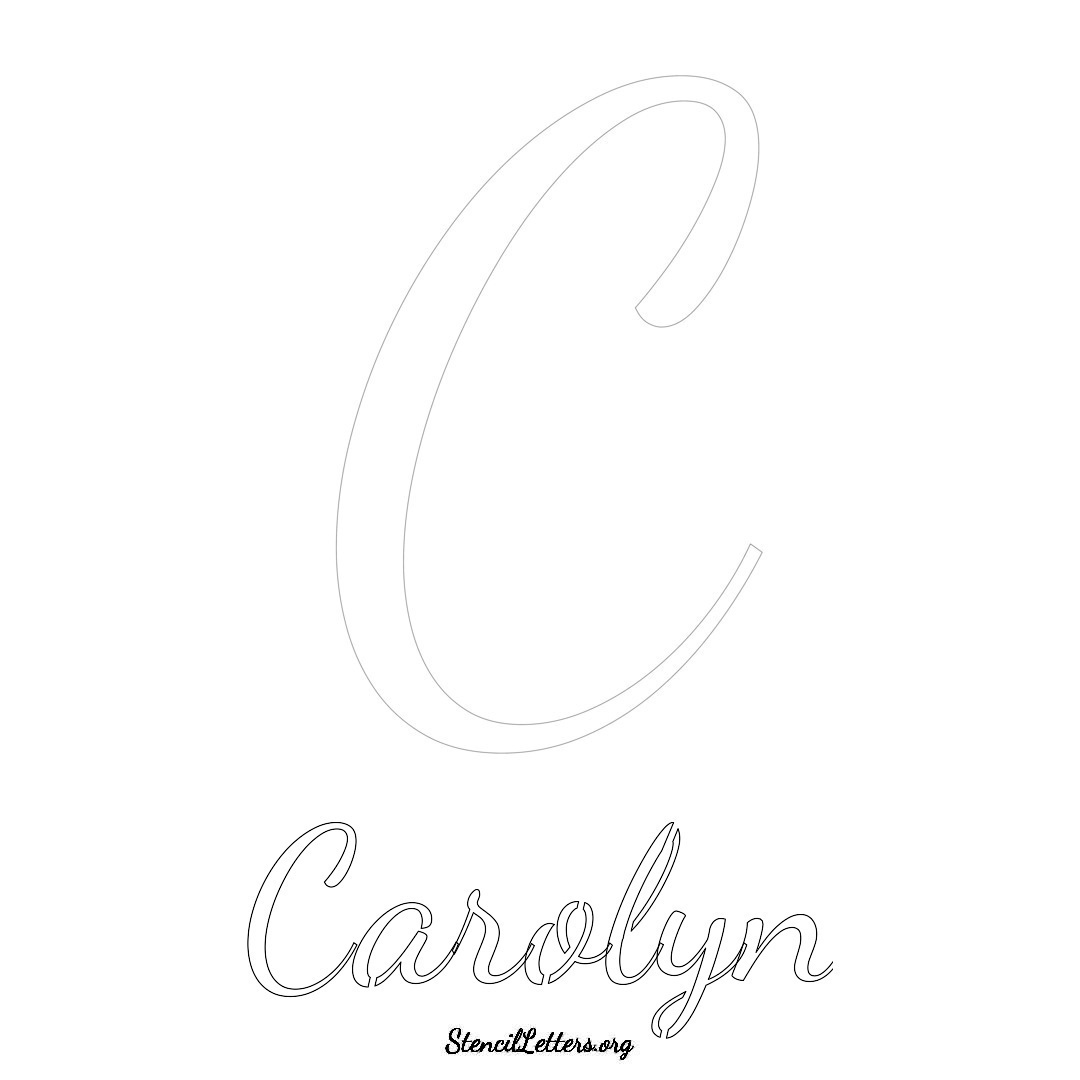 Carolyn printable name initial stencil in Cursive Script Lettering