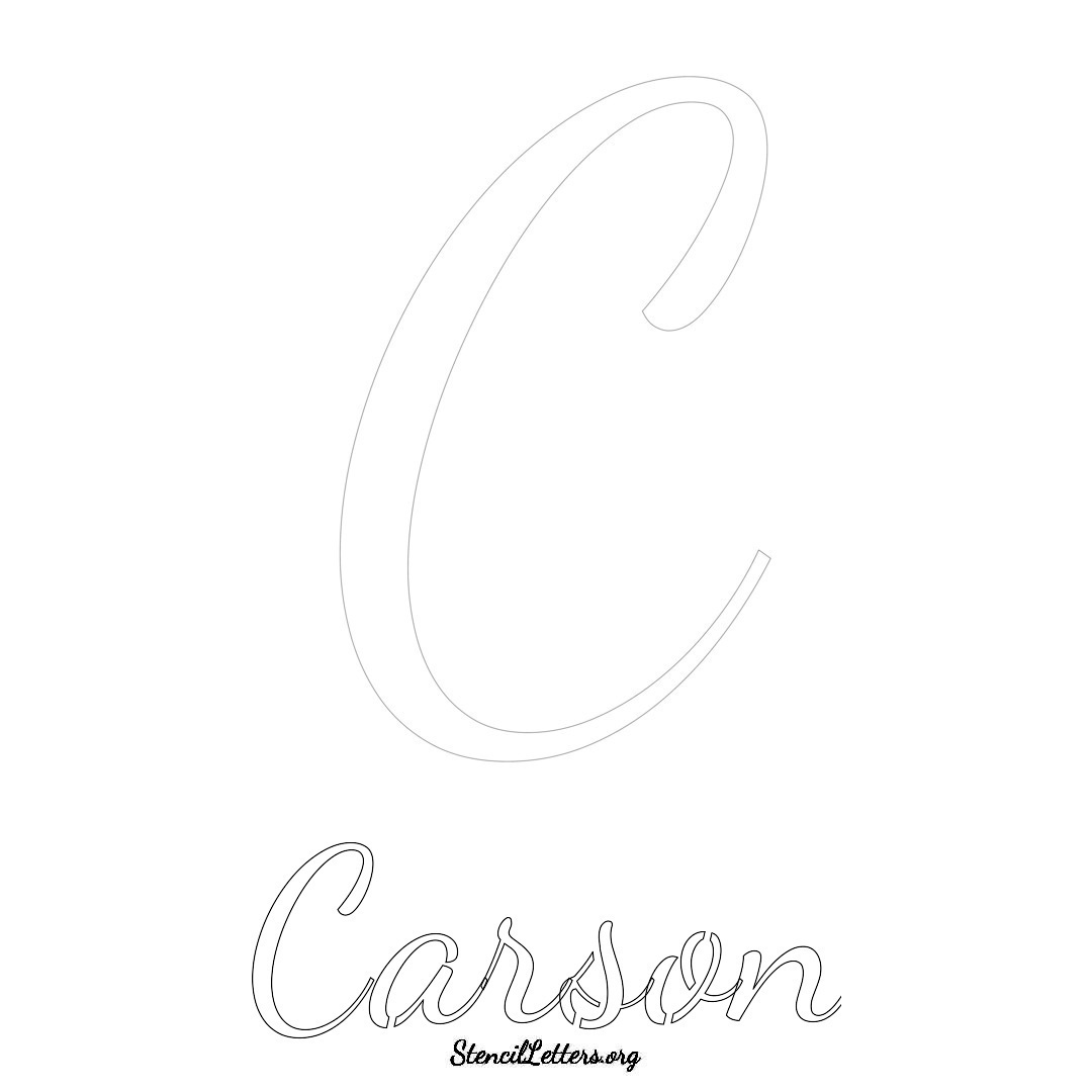 Carson printable name initial stencil in Cursive Script Lettering