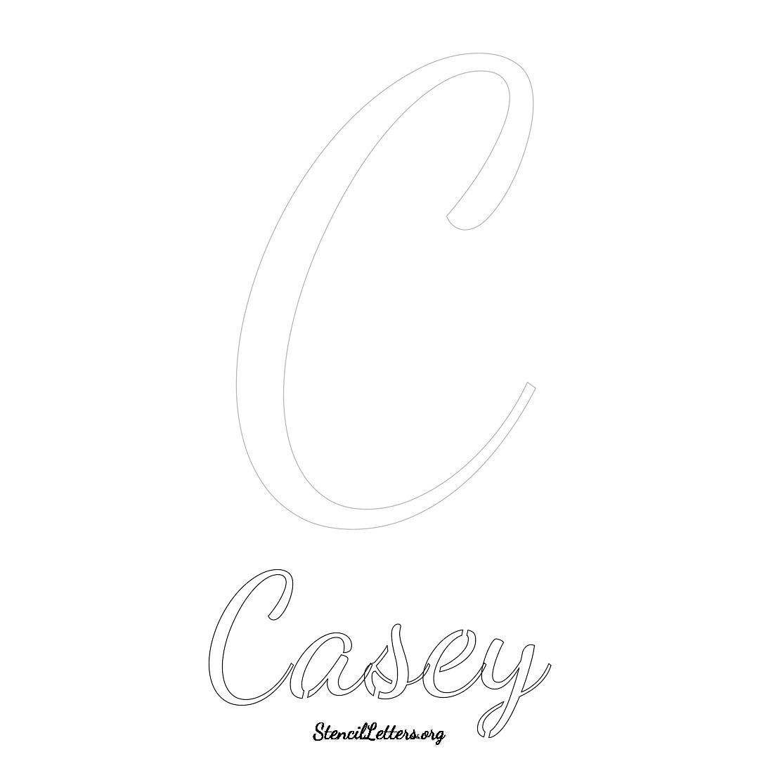 Casey printable name initial stencil in Cursive Script Lettering