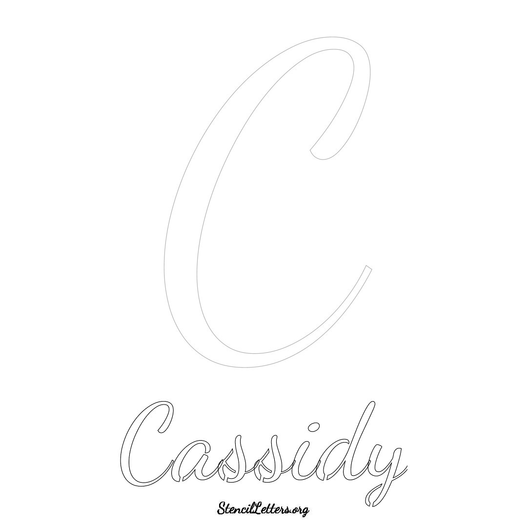 Cassidy printable name initial stencil in Cursive Script Lettering