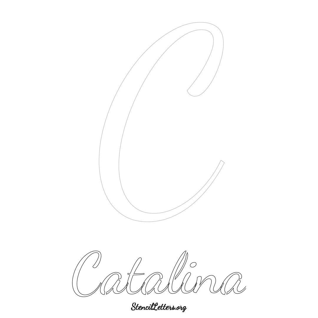 Catalina printable name initial stencil in Cursive Script Lettering