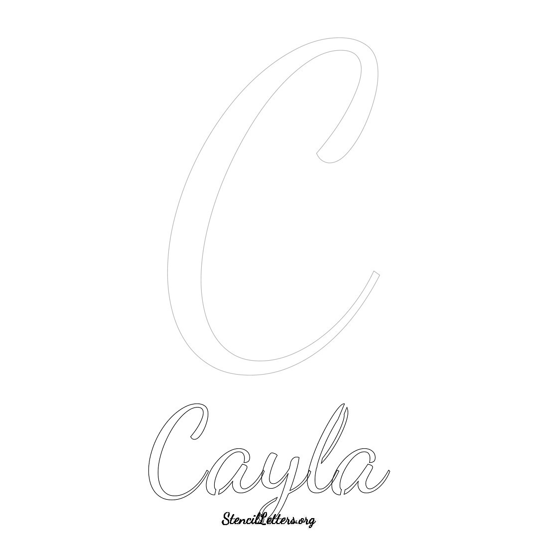 Cayla printable name initial stencil in Cursive Script Lettering