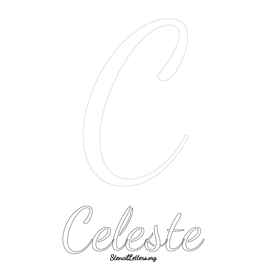 Celeste printable name initial stencil in Cursive Script Lettering