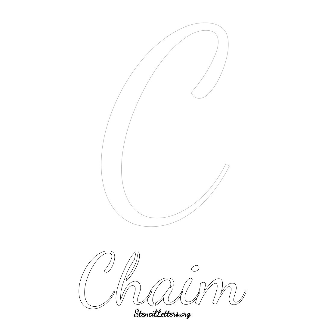 Chaim printable name initial stencil in Cursive Script Lettering