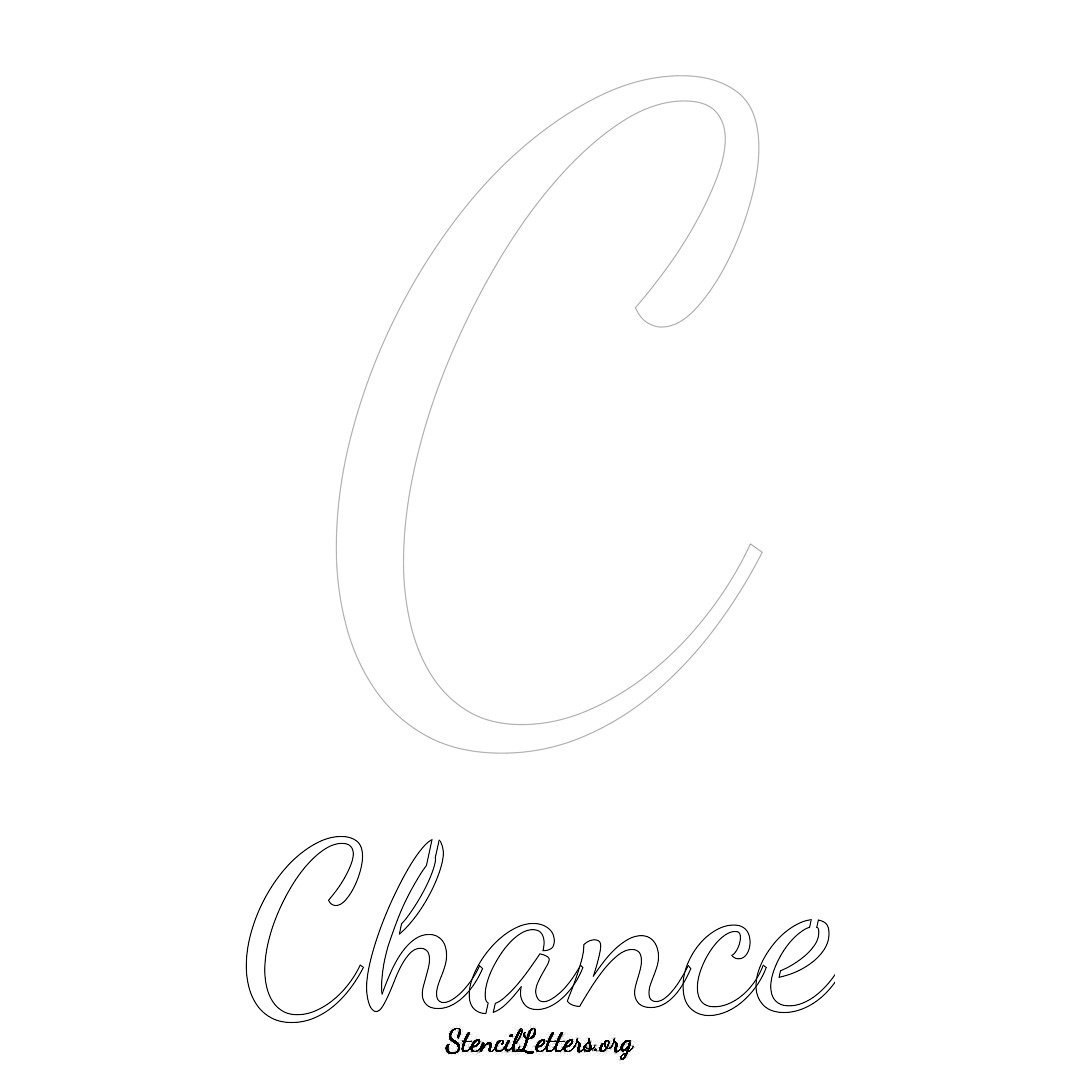 Chance printable name initial stencil in Cursive Script Lettering