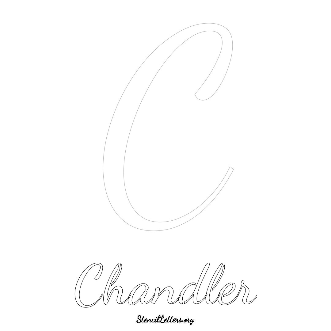 Chandler printable name initial stencil in Cursive Script Lettering