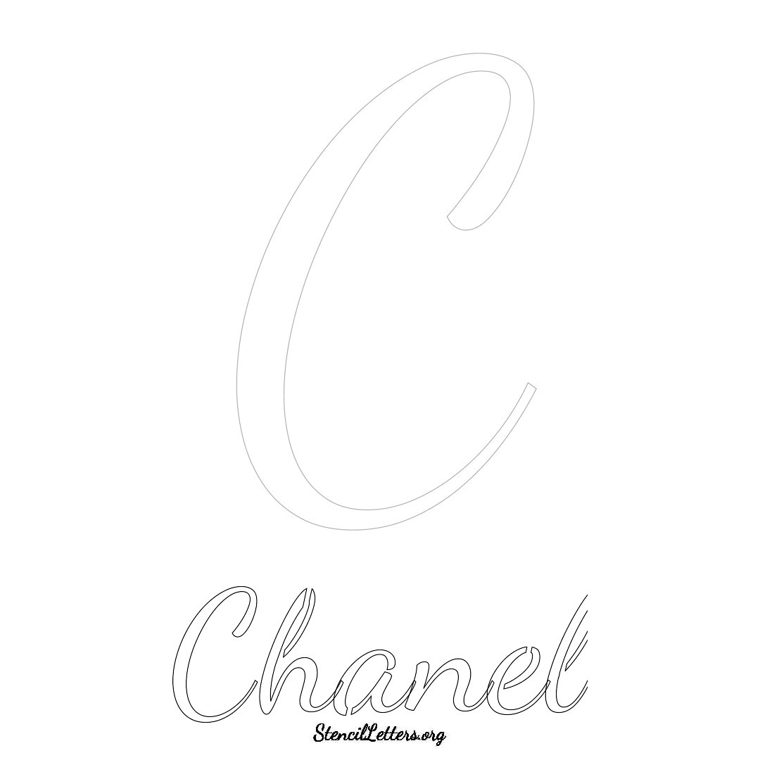 Chanel printable name initial stencil in Cursive Script Lettering