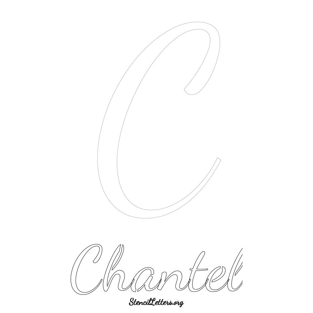 Chantel printable name initial stencil in Cursive Script Lettering