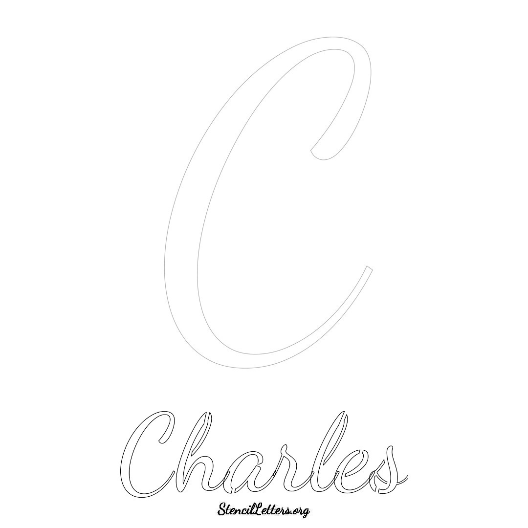 Charles printable name initial stencil in Cursive Script Lettering