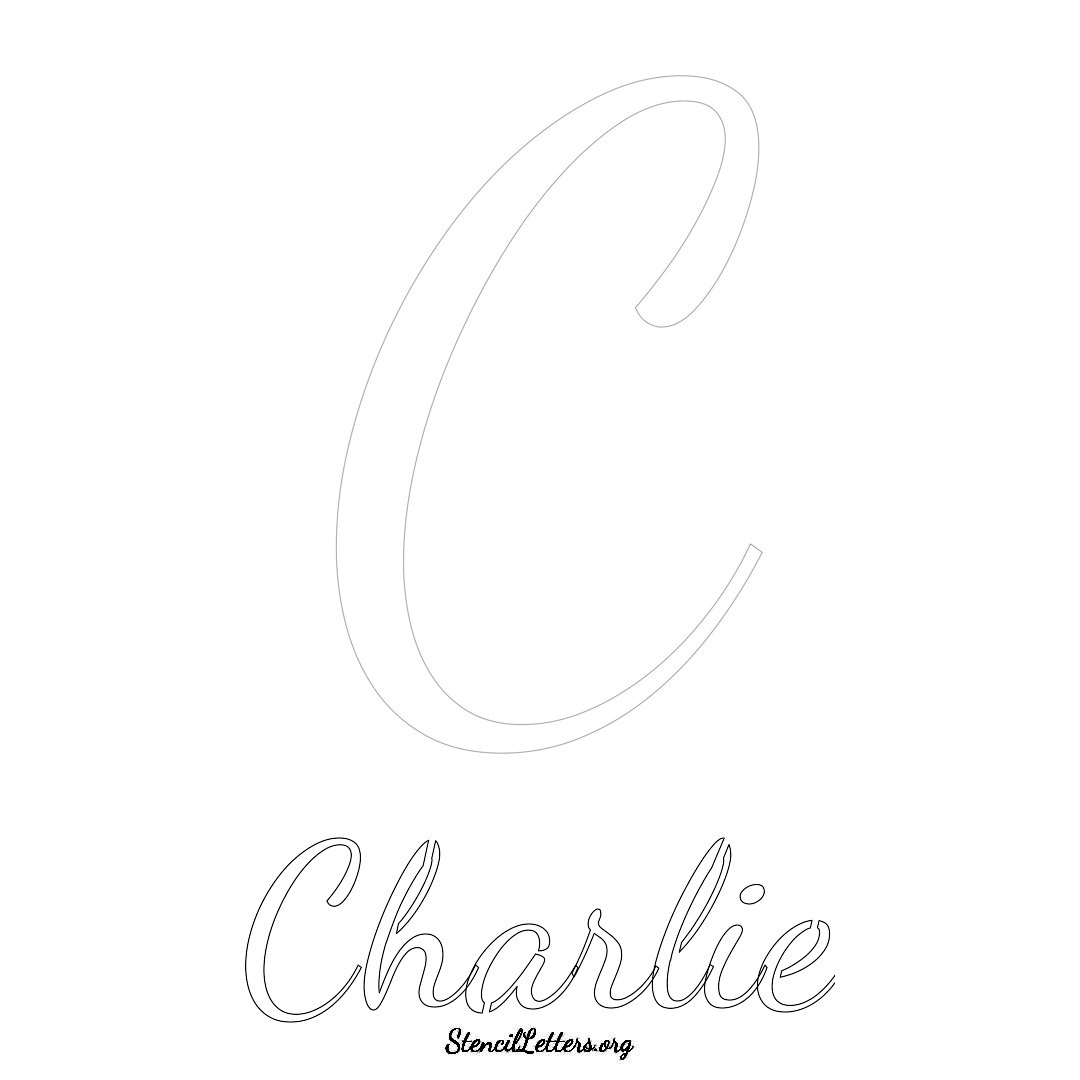 Charlie printable name initial stencil in Cursive Script Lettering