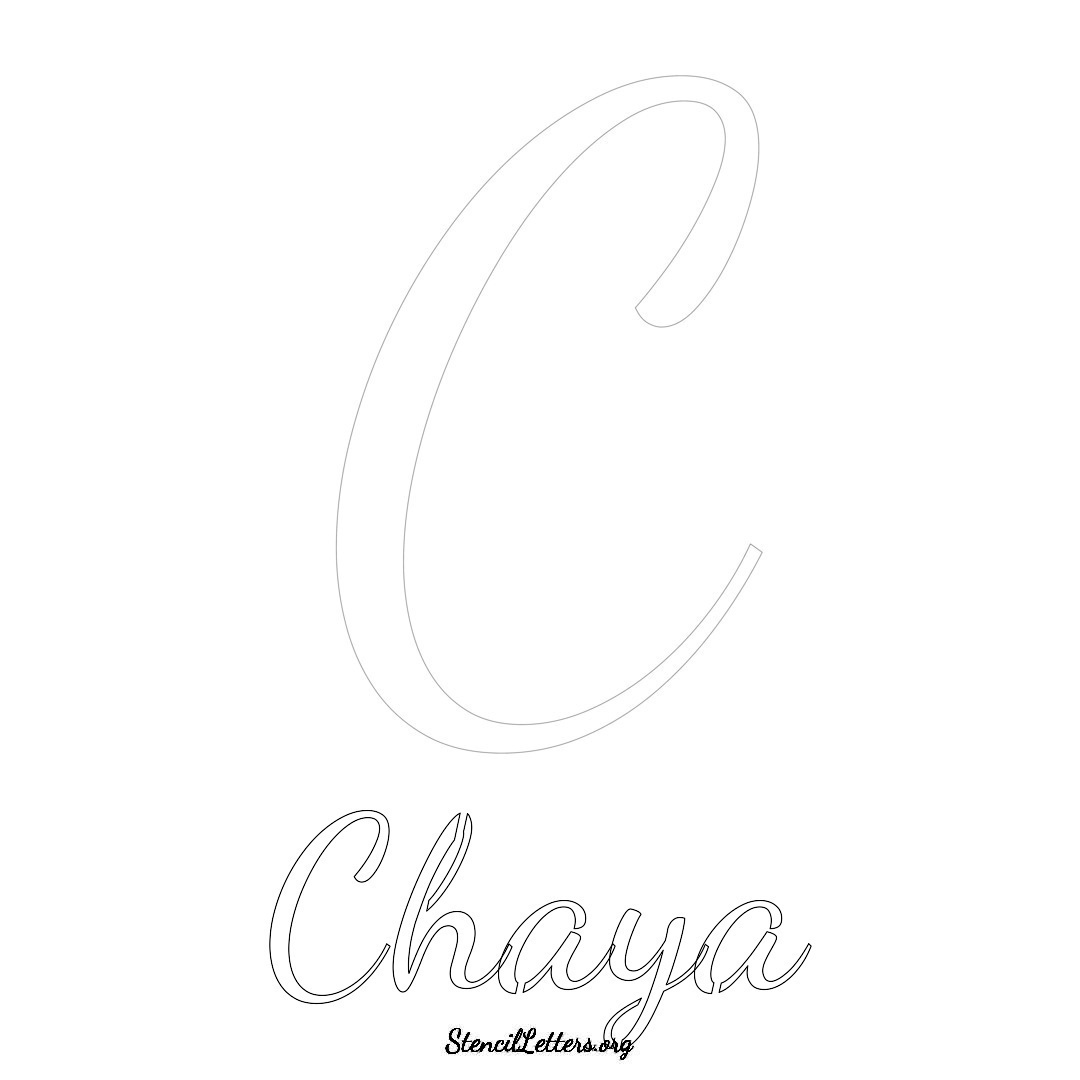 Chaya printable name initial stencil in Cursive Script Lettering