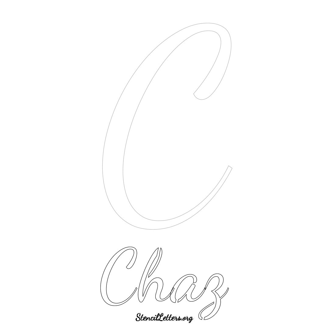 Chaz printable name initial stencil in Cursive Script Lettering