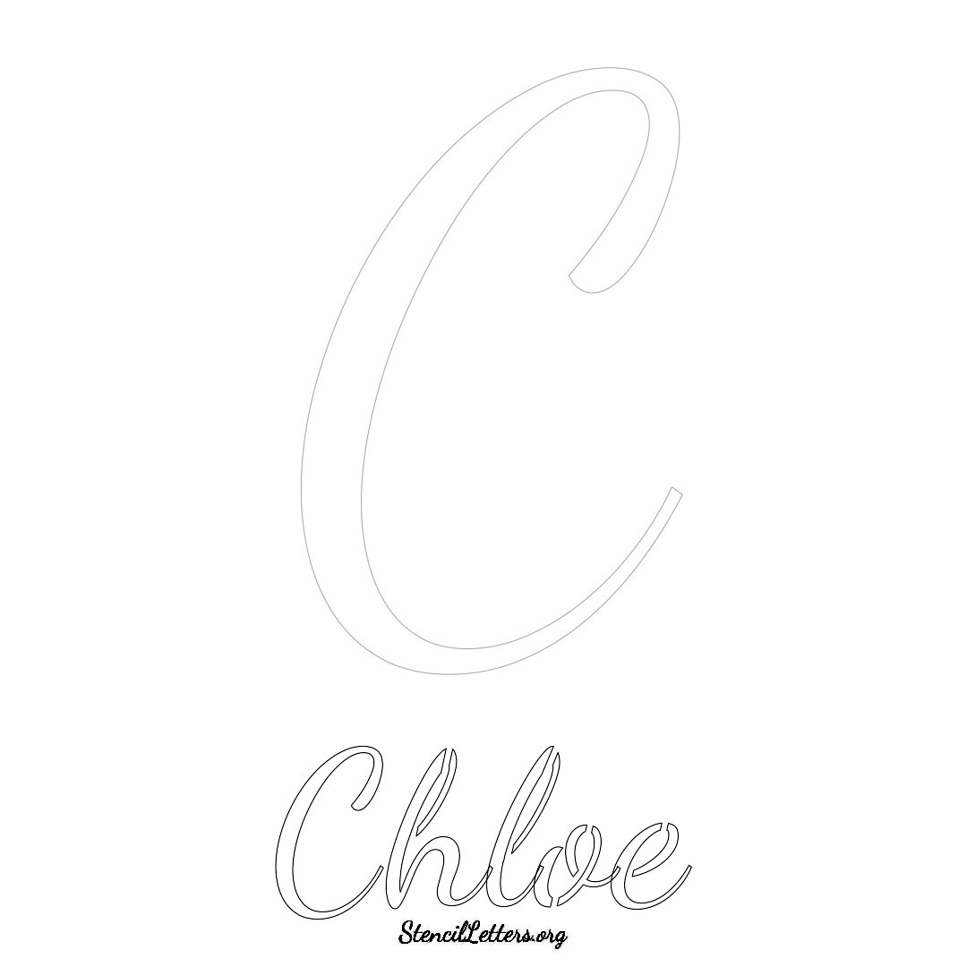 Chloe printable name initial stencil in Cursive Script Lettering