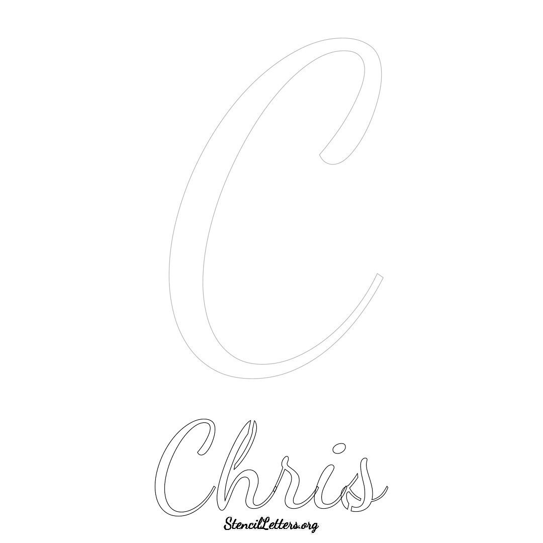 Chris printable name initial stencil in Cursive Script Lettering