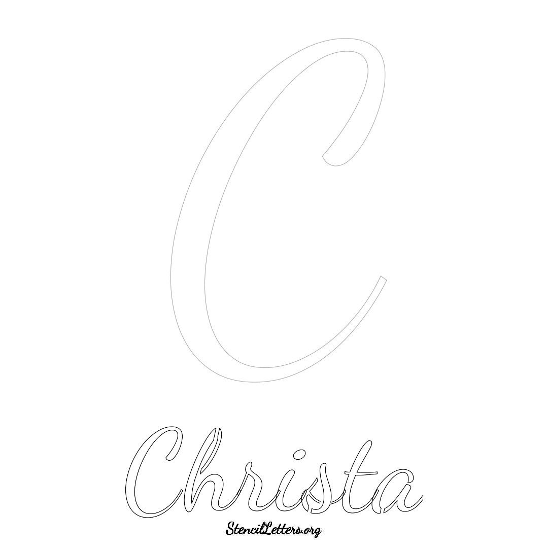 Christa printable name initial stencil in Cursive Script Lettering