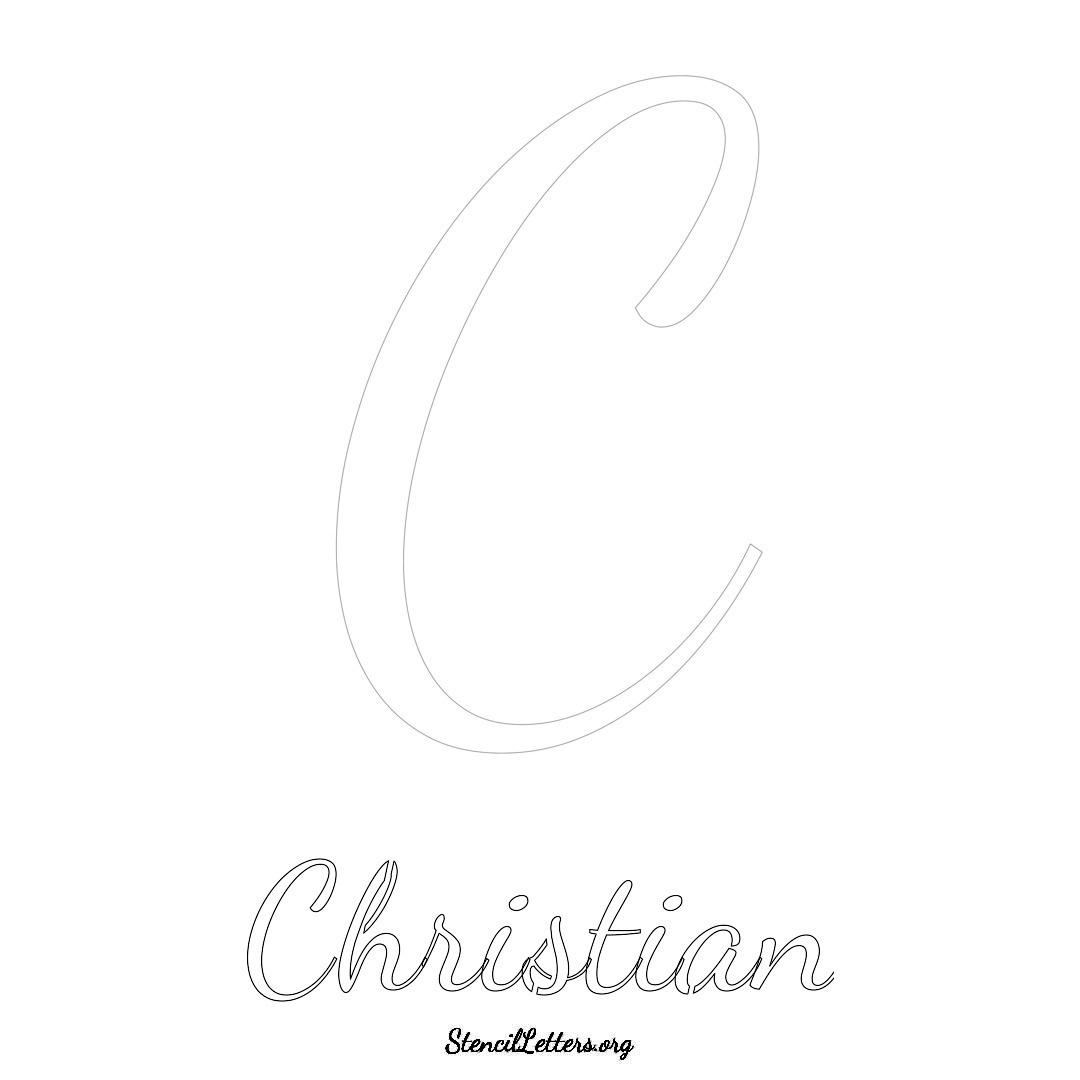 Christian printable name initial stencil in Cursive Script Lettering