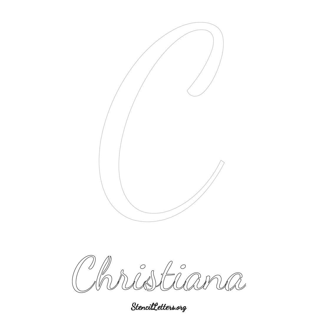 Christiana printable name initial stencil in Cursive Script Lettering