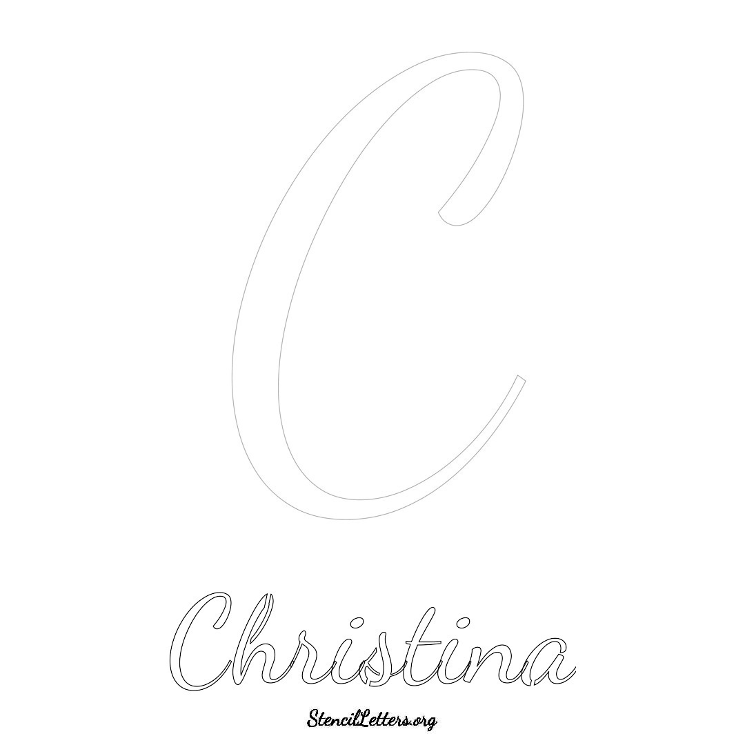 Christina printable name initial stencil in Cursive Script Lettering