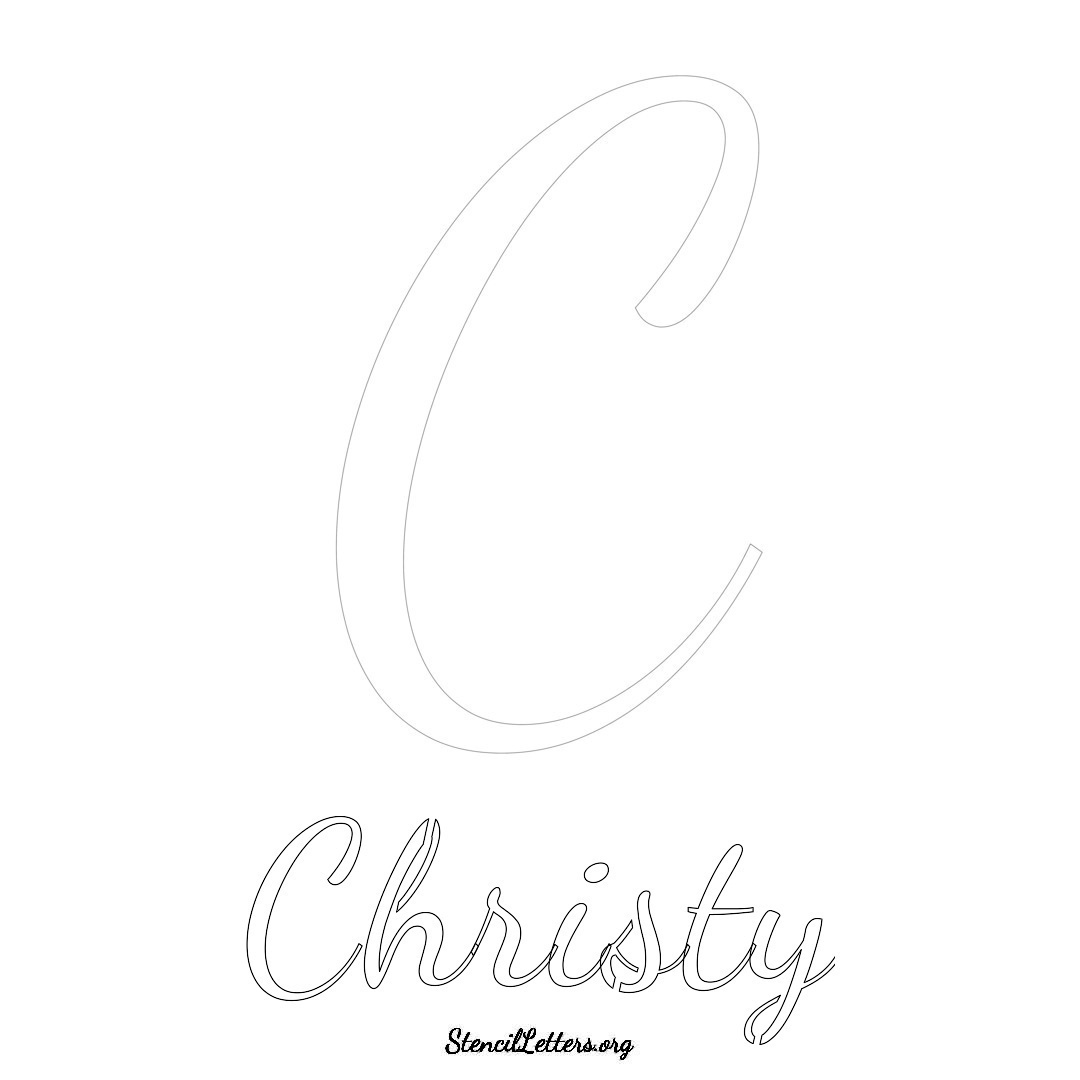 Christy printable name initial stencil in Cursive Script Lettering