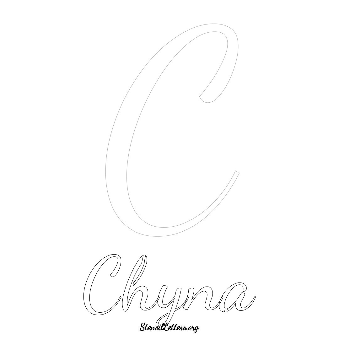 Chyna printable name initial stencil in Cursive Script Lettering