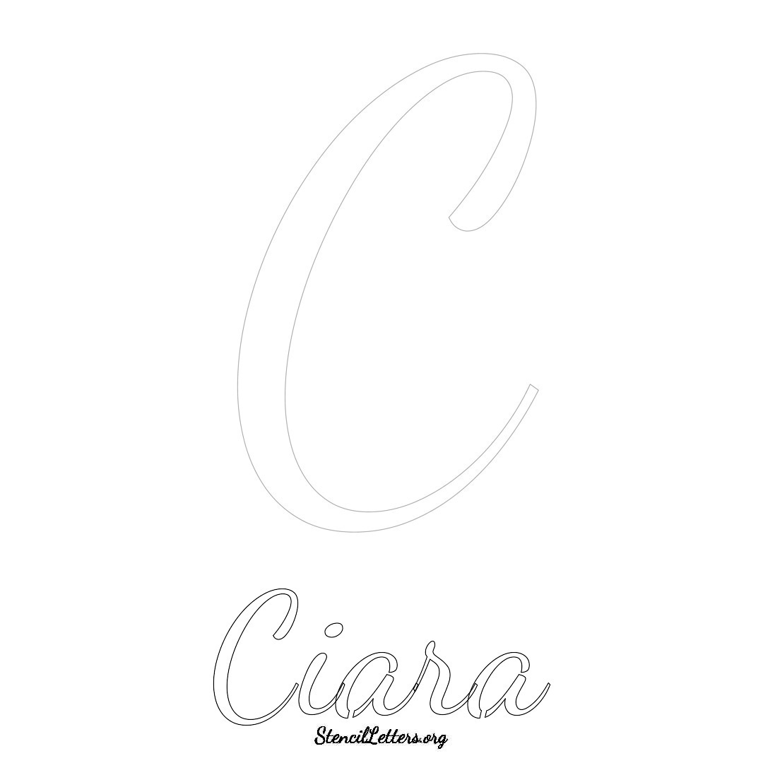 Ciara printable name initial stencil in Cursive Script Lettering