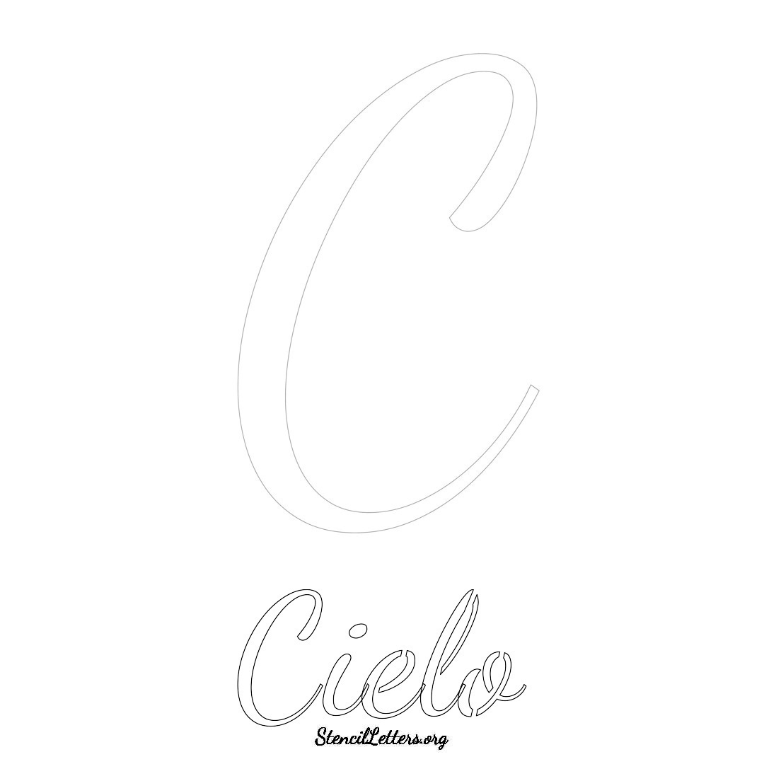 Cielo printable name initial stencil in Cursive Script Lettering