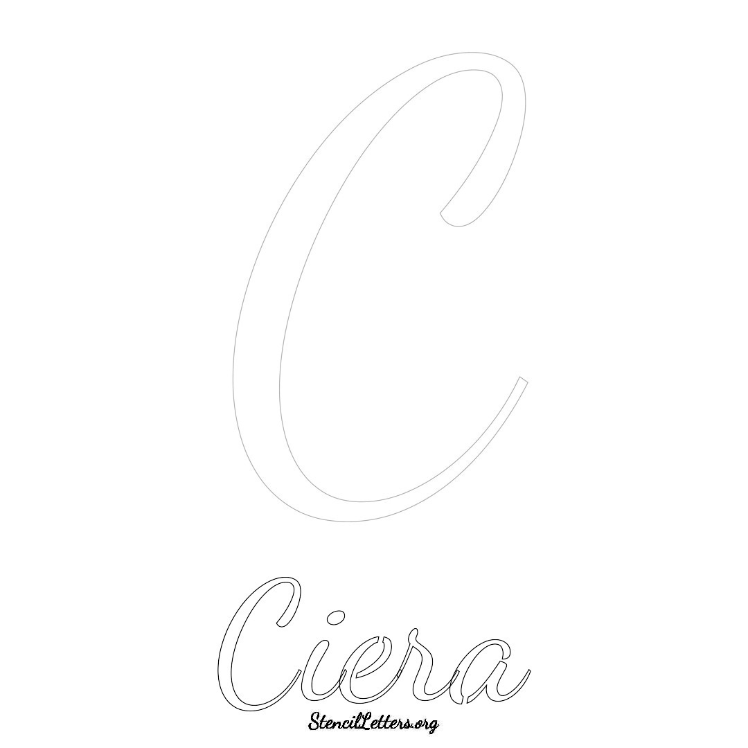Ciera printable name initial stencil in Cursive Script Lettering