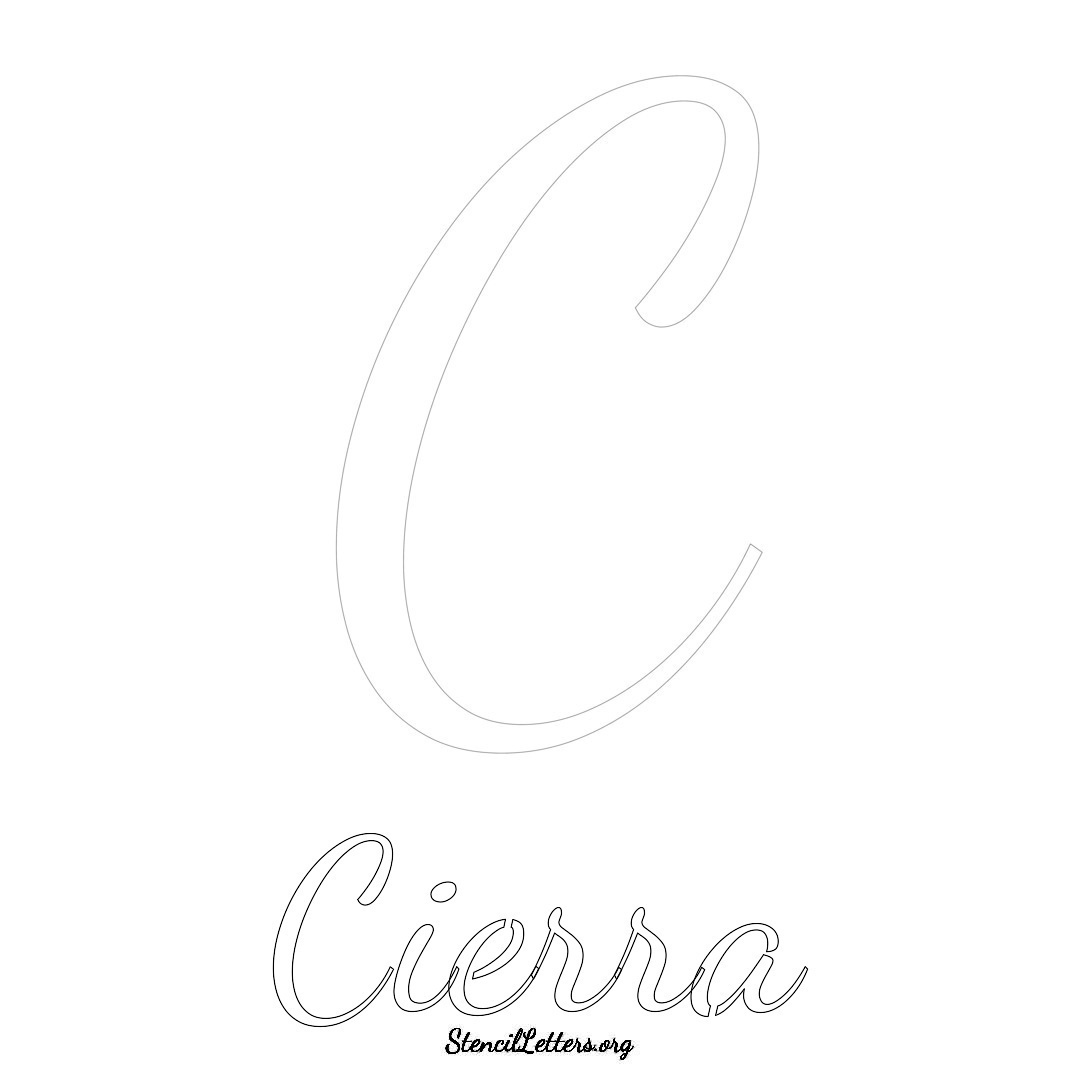 Cierra printable name initial stencil in Cursive Script Lettering