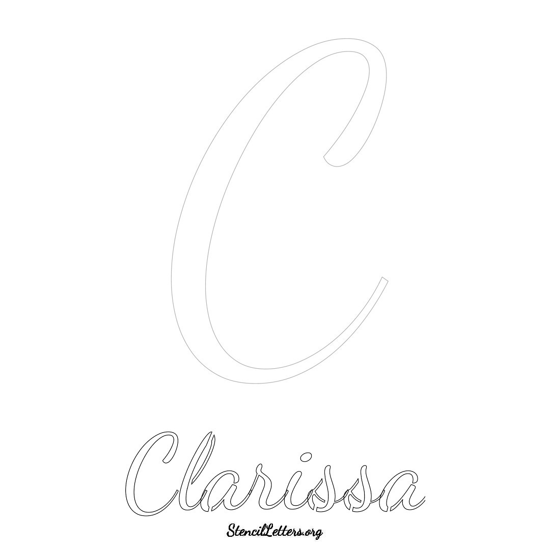 Clarissa printable name initial stencil in Cursive Script Lettering