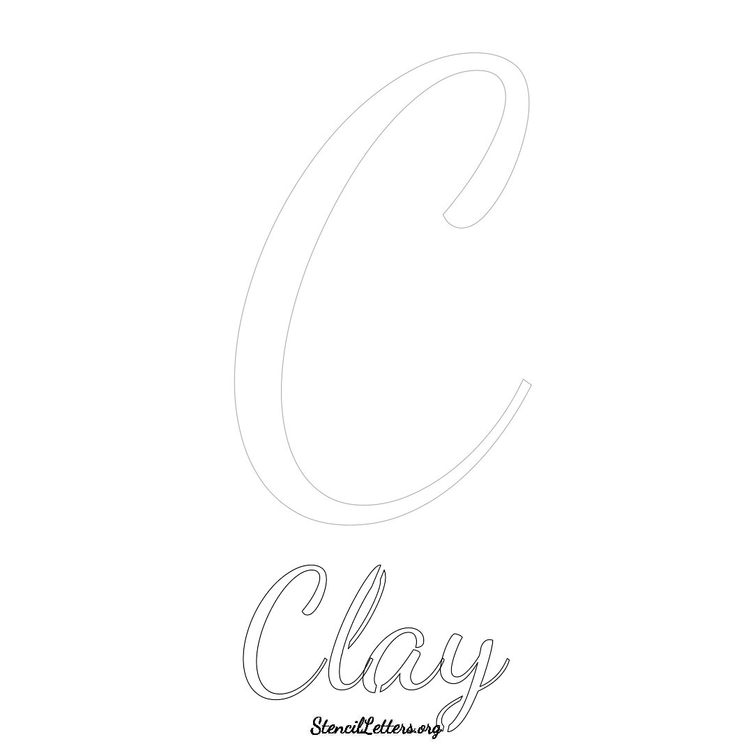 Clay printable name initial stencil in Cursive Script Lettering