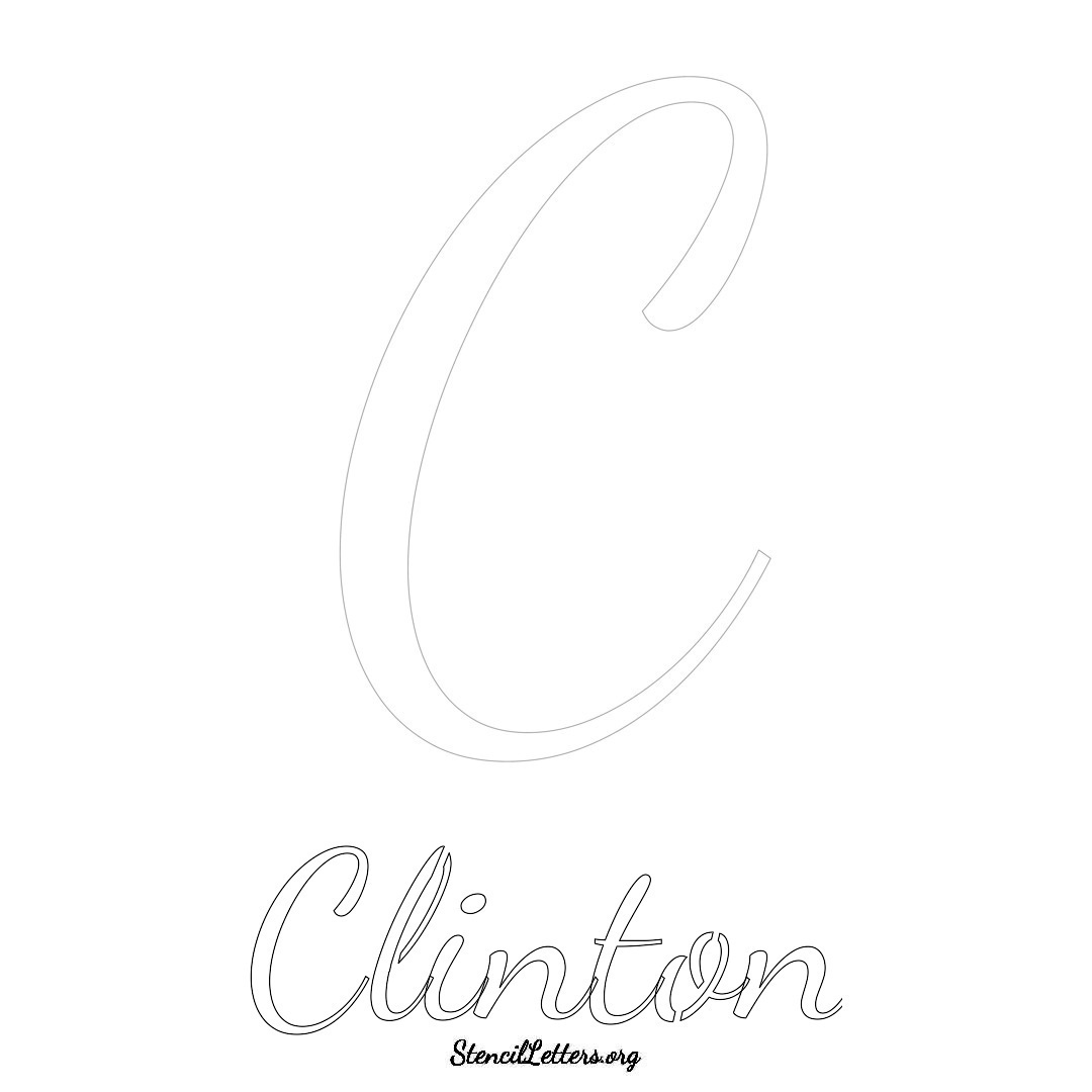 Clinton printable name initial stencil in Cursive Script Lettering