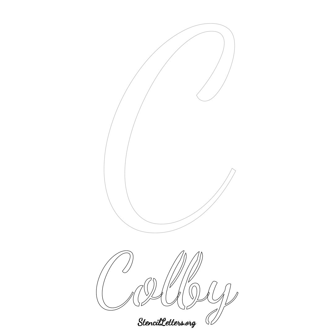 Colby printable name initial stencil in Cursive Script Lettering