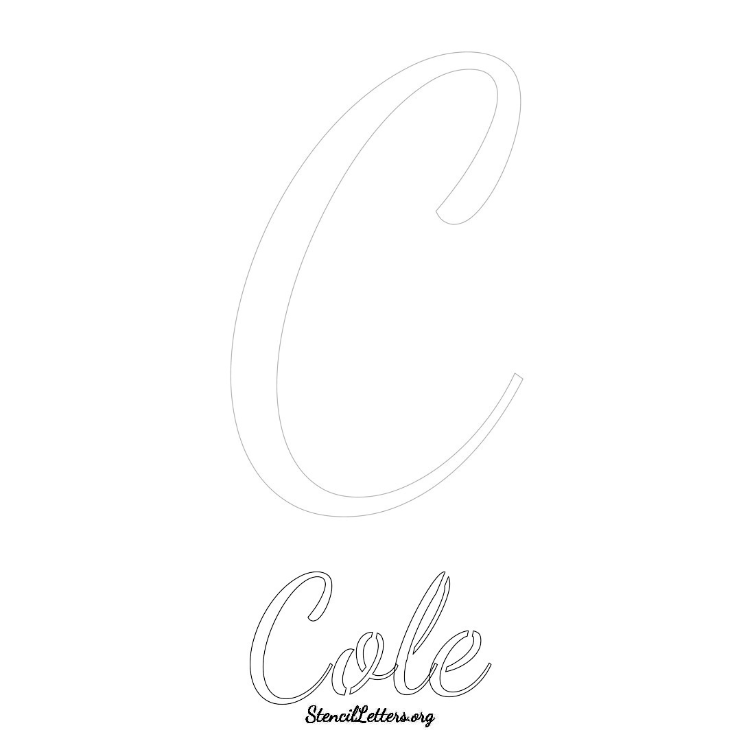 Cole printable name initial stencil in Cursive Script Lettering