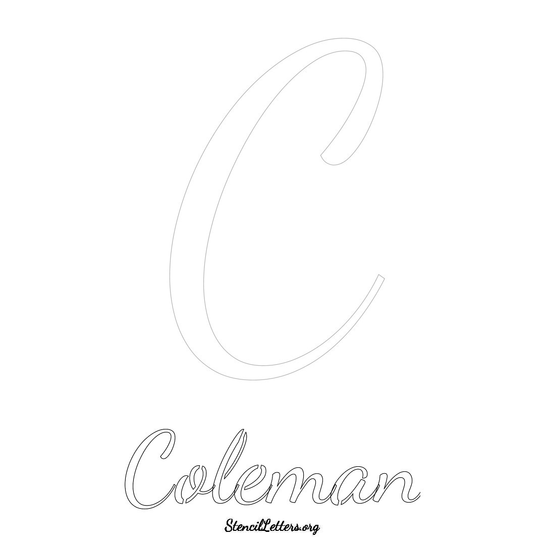 Coleman printable name initial stencil in Cursive Script Lettering