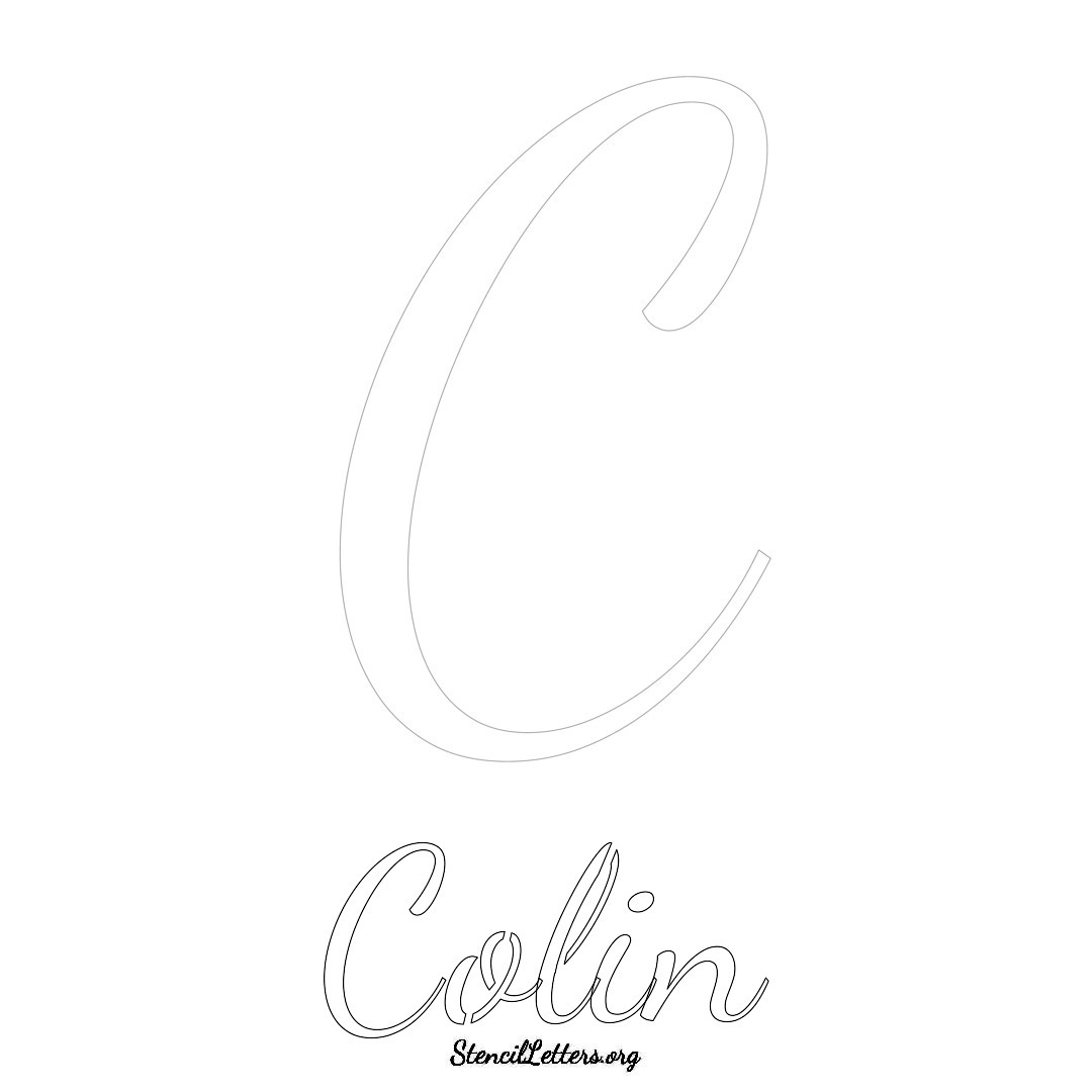 Colin printable name initial stencil in Cursive Script Lettering