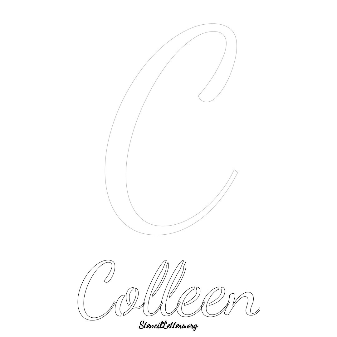 Colleen printable name initial stencil in Cursive Script Lettering