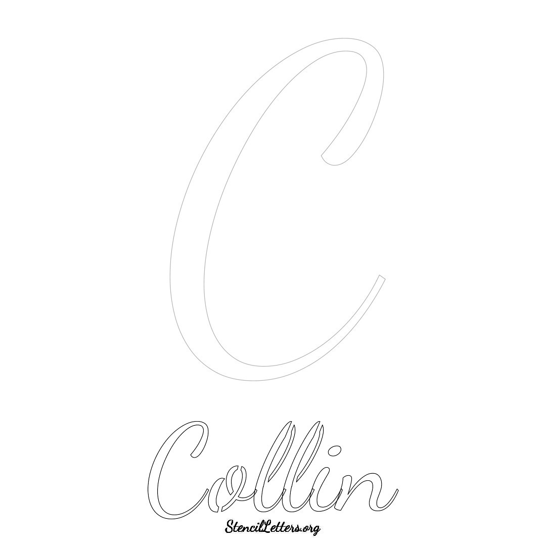 Collin printable name initial stencil in Cursive Script Lettering