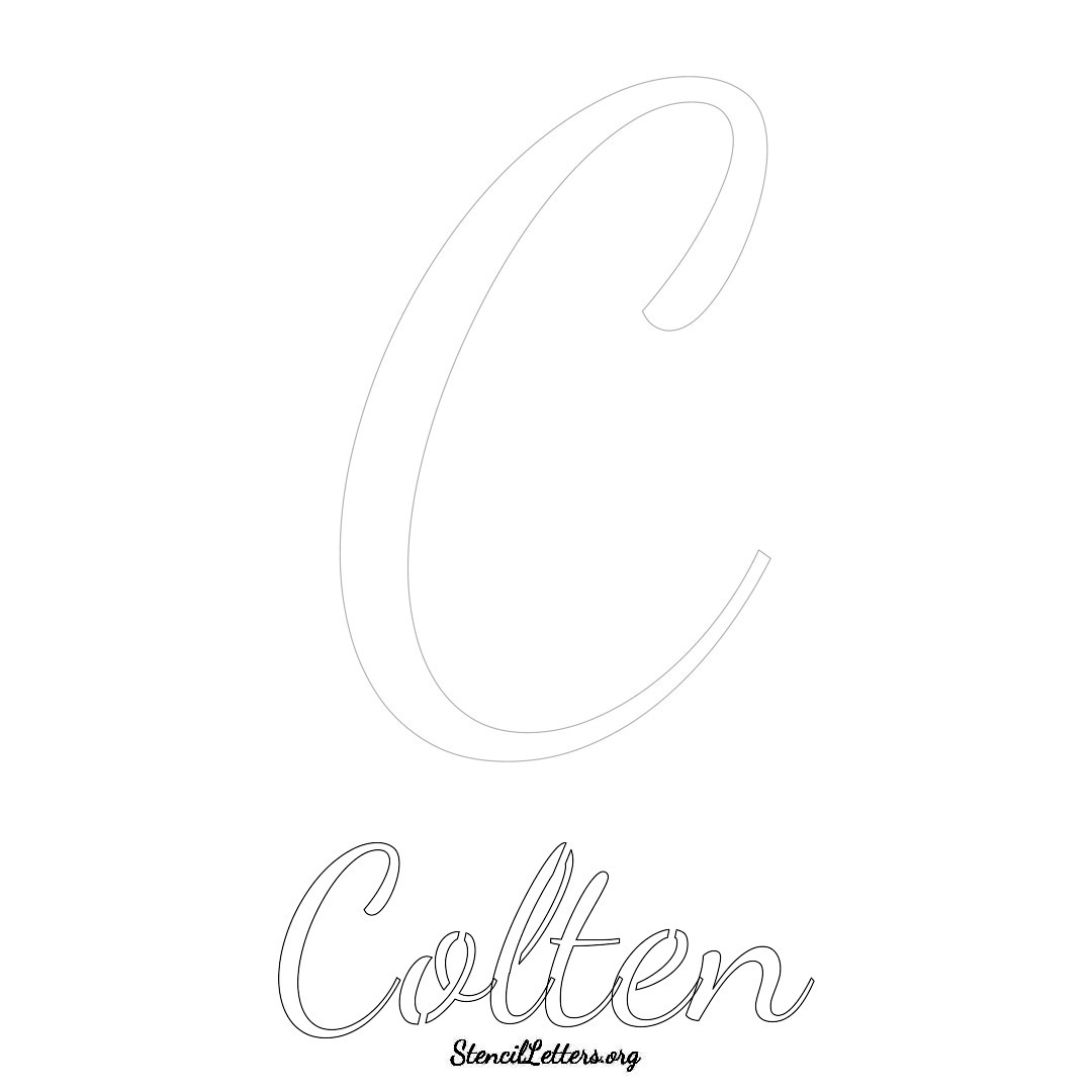 Colten printable name initial stencil in Cursive Script Lettering